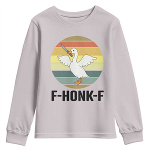 F Honk F Goose With Knife Youth Sweatshirt Funny Chaotic Meme Gift TS12 Ice Gray Print Your Wear