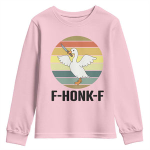 F Honk F Goose With Knife Youth Sweatshirt Funny Chaotic Meme Gift TS12 Light Pink Print Your Wear