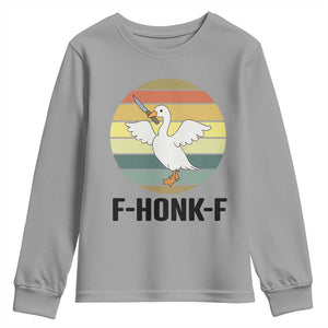 F Honk F Goose With Knife Youth Sweatshirt Funny Chaotic Meme Gift TS12 Sport Gray Print Your Wear