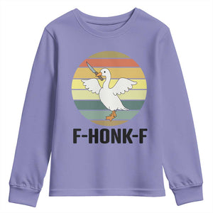 F Honk F Goose With Knife Youth Sweatshirt Funny Chaotic Meme Gift TS12 Violet Print Your Wear