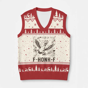F Honk F Goose Lover V-Neck Knit Sweater Vest Funny Silly Chaotic Gift TS12 Beige Red Print Your Wear
