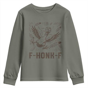 F Honk F Goose Lover Youth Sweatshirt Funny Silly Chaotic Gift TS12 Military Green Print Your Wear