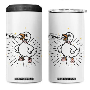 F Caw F Grumpy Goose 4 in 1 Can Cooler Tumbler Funny Attitude Meme Gift TS12 One Size: 16 oz White Print Your Wear