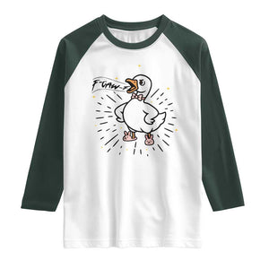 F Caw F Grumpy Goose Raglan Shirt Funny Attitude Meme Gift TS12 White Dark Forest Green Print Your Wear