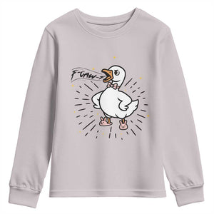 F Caw F Grumpy Goose Youth Sweatshirt Funny Attitude Meme Gift TS12 Ice Gray Print Your Wear
