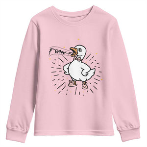 F Caw F Grumpy Goose Youth Sweatshirt Funny Attitude Meme Gift TS12 Light Pink Print Your Wear