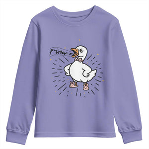F Caw F Grumpy Goose Youth Sweatshirt Funny Attitude Meme Gift TS12 Violet Print Your Wear