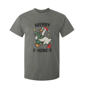 Merry F Caw F Goose T Shirt For Kid Funny Christmas Gift TS12 Military Green Print Your Wear