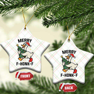 Merry F Caw F Goose Ceramic Ornament Funny Xmas Gift TS12 Print Your Wear