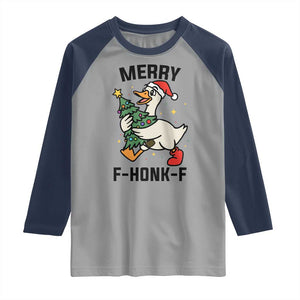Merry F Caw F Goose Raglan Shirt Funny Christmas Gift TS12 Sport Gray Navy Print Your Wear