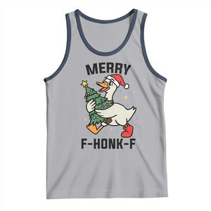 Merry F Caw F Goose Tank Top Funny Christmas Gift TS12 Athletic Heather Navy Print Your Wear