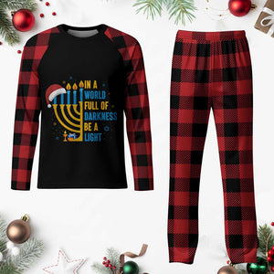 Xmas Hanukkah Interfaith Family Gift Plaid Pajama Set In A World Full Of Darkness Be A Light TS12 Buffalo Plaid Print Your Wear