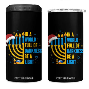 Christmas Hanukkah Interfaith Family Gift 4 in 1 Can Cooler Tumbler In A World Full Of Darkness Be A Light TS12 One Size: 16 oz Black Print Your Wear
