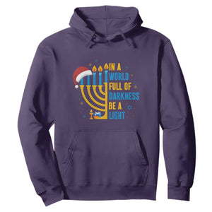 Christmas Hanukkah Interfaith Family Gift Hoodie In A World Full Of Darkness Be A Light TS12 Purple Print Your Wear