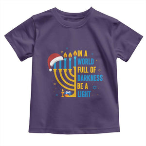 Christmas Hanukkah Interfaith Family Gift Toddler T Shirt In A World Full Of Darkness Be A Light TS12 Purple Print Your Wear