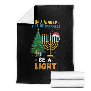 Be A Light Christmas Hanukkah Throw Blanket Interfaith Family Gift TS12 Black Print Your Wear