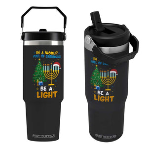 Be A Light Christmas Hanukkah Flip Straw Tumbler Interfaith Family Gift TS12 One Size: 30 oz Black Print Your Wear