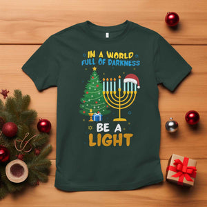 Be A Light Christmas Hanukkah T Shirt Interfaith Family Gift TS12 Dark Forest Green Print Your Wear