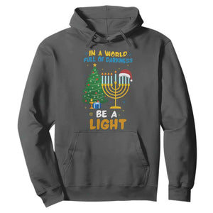 Be A Light Christmas Hanukkah Hoodie Interfaith Family Gift TS12 Dark Heather Print Your Wear