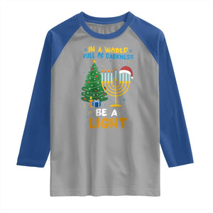 Be A Light Christmas Hanukkah Raglan Shirt Interfaith Family Gift TS12 Sport Gray Royal Print Your Wear