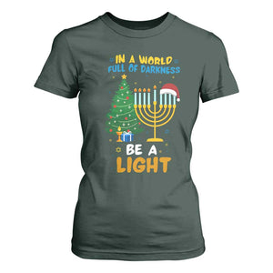 Be A Light Christmas Hanukkah T Shirt For Women Interfaith Family Gift TS12 Dark Forest Green Print Your Wear