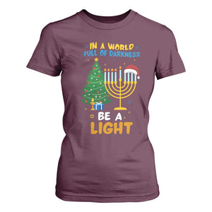 Be A Light Christmas Hanukkah T Shirt For Women Interfaith Family Gift TS12 Maroon Print Your Wear