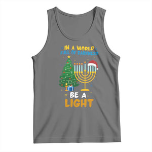 Be A Light Christmas Hanukkah Tank Top Interfaith Family Gift TS12 Black Heather Print Your Wear