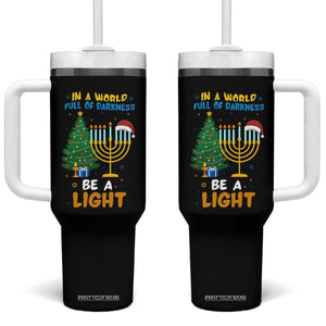 Be A Light Christmas Hanukkah Tumbler With Handle Interfaith Family Gift TS12 One Size: 40 oz Black Print Your Wear