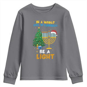 Be A Light Christmas Hanukkah Youth Sweatshirt Interfaith Family Gift TS12 Charcoal Print Your Wear