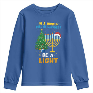 Be A Light Christmas Hanukkah Youth Sweatshirt Interfaith Family Gift TS12 Royal Blue Print Your Wear