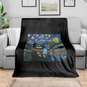 Funny Hanukkah Sloth Throw Blanket Van Gogh Starry Night Jewish Gift TS12 Print Your Wear