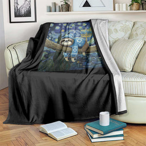 Funny Hanukkah Sloth Throw Blanket Van Gogh Starry Night Jewish Gift TS12 Print Your Wear