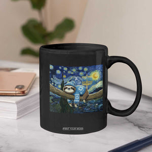Funny Hanukkah Sloth Coffee Mug Van Gogh Starry Night Jewish Gift TS12 Print Your Wear