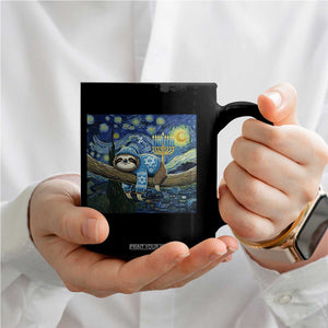 Funny Hanukkah Sloth Coffee Mug Van Gogh Starry Night Jewish Gift TS12 Print Your Wear