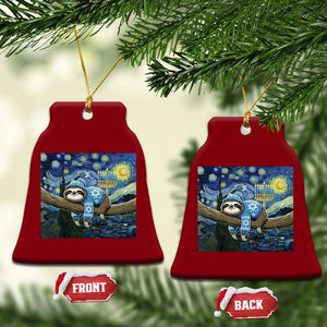Funny Hanukkah Sloth Ceramic Ornament Van Gogh Starry Night Jewish Gift TS12 Print Your Wear