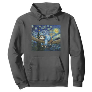 Funny Hanukkah Sloth Hoodie Van Gogh Starry Night Jewish Gift TS12 Dark Heather Print Your Wear