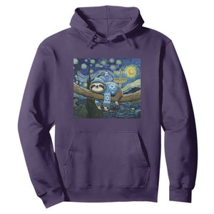 Funny Hanukkah Sloth Hoodie Van Gogh Starry Night Jewish Gift TS12 Purple Print Your Wear