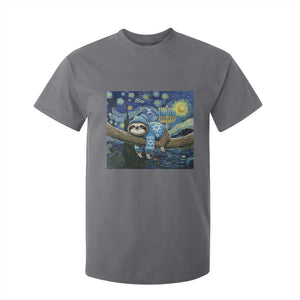 Funny Hanukkah Sloth T Shirt For Kid Van Gogh Starry Night Jewish Gift TS12 Charcoal Print Your Wear