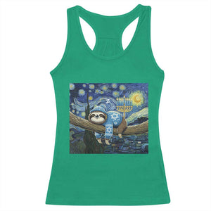 Funny Hanukkah Sloth Racerback Tank Top Van Gogh Starry Night Jewish Gift TS12 Irish Green Print Your Wear