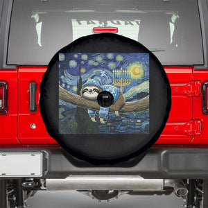 Funny Hanukkah Sloth Spare Tire Cover Van Gogh Starry Night Jewish Gift TS12 Black Print Your Wear
