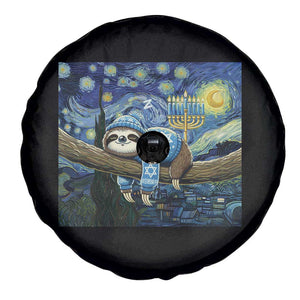 Funny Hanukkah Sloth Spare Tire Cover Van Gogh Starry Night Jewish Gift TS12 Print Your Wear