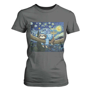 Funny Hanukkah Sloth T Shirt For Women Van Gogh Starry Night Jewish Gift TS12 Dark Heather Print Your Wear