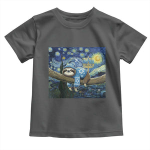 Funny Hanukkah Sloth Toddler T Shirt Van Gogh Starry Night Jewish Gift TS12 Dark Heather Print Your Wear