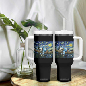 Funny Hanukkah Sloth Tumbler With Handle Van Gogh Starry Night Jewish Gift TS12 Print Your Wear