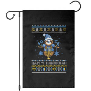 Happy Hanukkah Ugly Sweater Garden Flag Funny Sloth Carrying Menorah Jewish Gift TS12 Black Print Your Wear