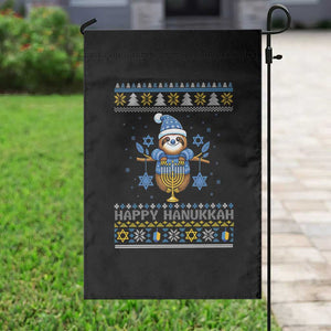 Happy Hanukkah Ugly Sweater Garden Flag Funny Sloth Carrying Menorah Jewish Gift TS12 Print Your Wear