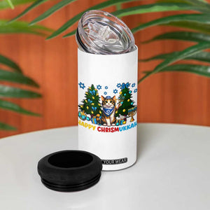 Happy Chrismukkah 4 in 1 Can Cooler Tumbler Funny Christmas Hanukkah Cat Lover Gift TS12 Print Your Wear