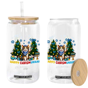 Happy Chrismukkah Glass Can Funny Christmas Hanukkah Cat Lover Gift TS12 Print Your Wear
