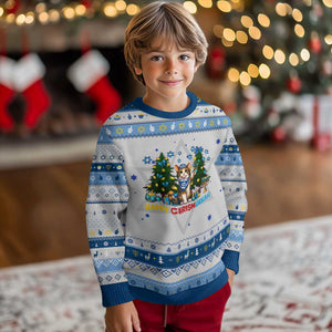 Happy Chrismukkah Hanukkah Ugly Sweater Funny Christmas Cat Lover Gift TS12 Gray Blue Print Your Wear