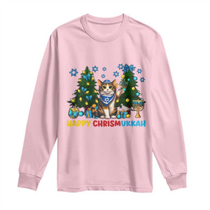 Happy Chrismukkah Long Sleeve Shirt Funny Christmas Hanukkah Cat Lover Gift TS12 Light Pink Print Your Wear